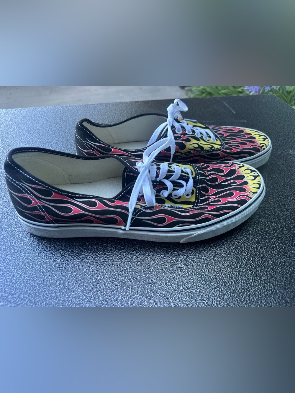 Vans lace Canvas Sneakers with red and yellow flames
